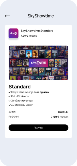 Odprite aplikacijo Telemach in izberite dodatek SkyShowtime