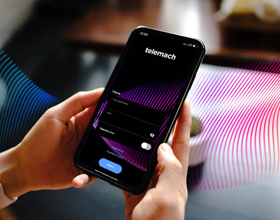 Slika prikazuje uporabo Telemach aplikacije