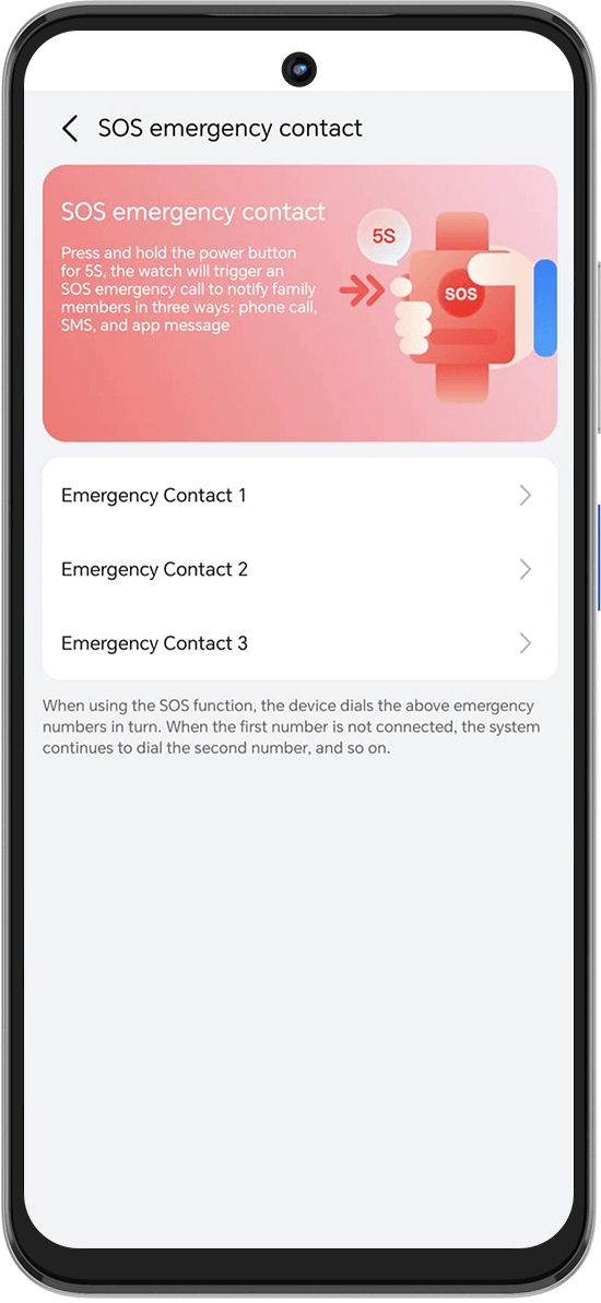 Nastavitev SOS nujne funkcije na pametni uri z možnostjo dodajanja treh stikov za nujne primere in avtomatskim klicanjem